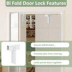 Bifold Doors for 48" x 80" Opening, Preassembled 5 Panel Grooved Hollow Core Folding Door with Hardware Kit & Bifold Door Lock, White Primed Interior Doors for Closet, Pantry & Laundry