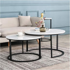 Coffee Table Modern Nest of Tables Set of 2 Coffee Table Sofa Side End Table Living Room Large Table Small Table Marble-Tabletop Bedside，