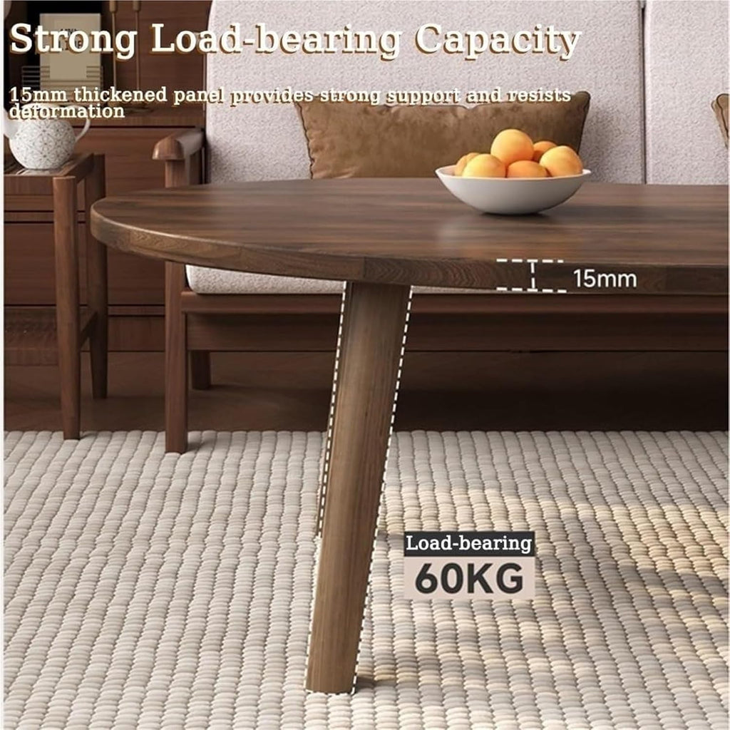 Creative Curved Coffee Table Wood Mid Century Modern for Living Room Foldable Side End Tables for Home(Wood,100cm)
