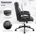 Executive Office Chair with Thicken Armrest, Ergonomic Home Office Desk Chair with Lumbar Support, Upholstered PU Leather Computer Gaming Chair for Home/Office, Black