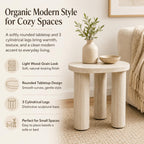 Small Round Side Table, Light Wood Grain End Table with 3 Cylindrical Legs, Modern Nightstand for Living Room, Bedroom, Sofa Side, Apartment