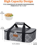 Casserole Carrier Bag, Single Insulated Food Bag, Hot Cold Lasagna Holder Tote for Picnic, Potluck or Travel, Lightweight Picnic Bag