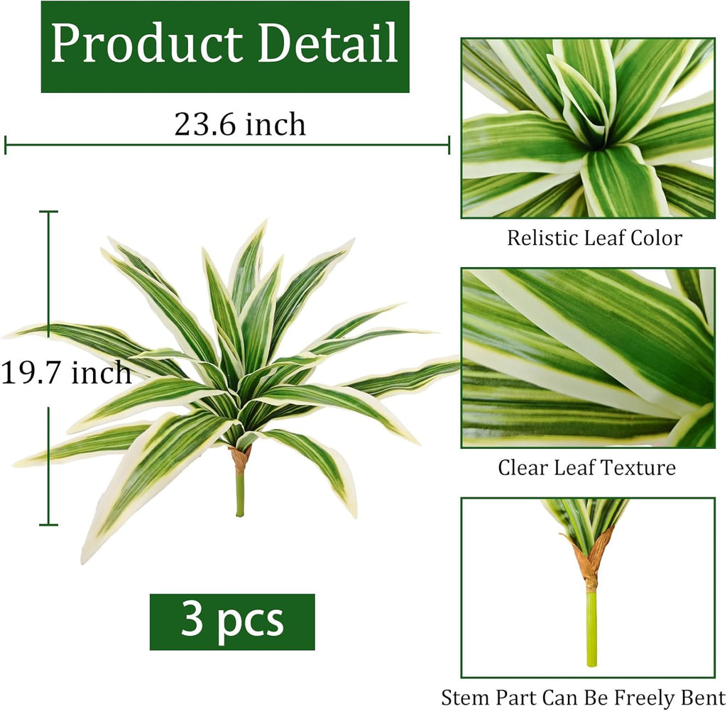 3Pcs Fake Ferns, Faux Outdoor Plants UV Resistant,3D Real Touch Fake Plants Total 60 Blades,Weatherproof Artificial Plants Outdoor Indoor for Garden Porch Home Office Decor
