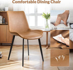 Dining Chairs, Modern PU Leather Dining Room Chair with Sturdy Metal Legs, Upholstered Seat Dinner Chairs Accent Side Chairs for Indoor Kitchen Living Room (Brown, Set of 8)