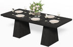 LITTLE TREE Dining Table for 4-6 People, Wooden Table, Rectangle Furniture with Heavy Duty Legs, Modern Kitchen Table for Home, Dining Room, Black