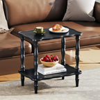 CozyDH Solid Wood End Side Table for Living Room - Small Wooden Nightstand for Bedroom, Black