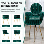 NIOIIKIT Modern Velvet Dining Chairs Hand Weaving Accent Chairs Living Room Chairs Upholstered Side Chair with Golden Metal Legs for Dining Room Kitchen Vanity Living Room (Emerlad)