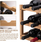 LEIMO KPARTS Bamboo Wine Rack, 3-Tier Sturdy and Durable Wine Storage Cabinet Shelf, Wine Racks Countertop for Kitchen Pantry Dining Room Bar,12 Bottles Wine Rack