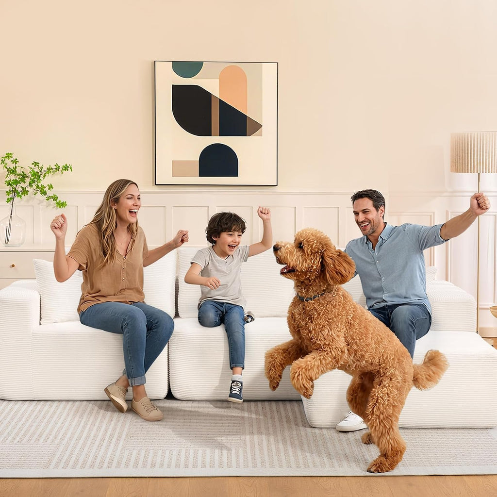Brage Living 2026 New 108" Cloud Sectional Couch, Comfy Boneless Modular Sectional Sofa with Deep Seat, Sofa Couch with L-Shaped Chaise for Living Room, No Assembly Required (Beige, with Ottoman)