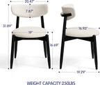 SUBRTEX Dining Chairs Set of 4,Upholstered Dining Room Chairs with Curved Backrest & Solid Wood Legs, Mid Century Modern Farmhouse Kitchen Chairs, Cream & Black Legs