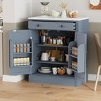 Modern Freestanding Kitchen Pantry,Buffet Food Storage, Coffee Bar Cabinet with Drawer, 2 Adjustable Shelves and 2 Door Shelves for Dining, Kitchen Gray