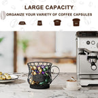 YINMIT K Cup Holder Organizer, Sturdy Coffee Pod Holder Organizer, 35 Kcup Large Capacity Storage Basket for Kitchen Counter and Office Desktop (Black-Circular with Handle)