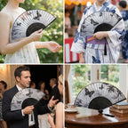 Chinese Style Antique Silk Folding Hand Fan, Elegant Dance Fan Art Crafts with Tassel Handheld Dance Fan Dance Props ﻿