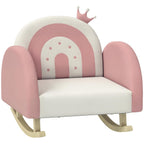 Qaba Kids Rocking Chair, Princess Crown Toddler Chair, Children's Armchair Rocker with Rainbow Backrest for Bedroom, Playroom, Pink