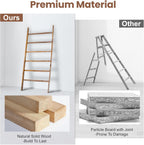 Blanket Ladder Shelf 6.4FT, 38 inch Wide Solid Wooden Blanket Ladder for Living Room, 6-Layer Farmhouse Rustic Quilt Rack for Living Room Bathroom