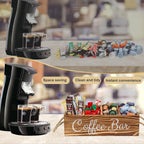 Bokelai Wooden Coffee Bar Organizer Countertop Coffee Station Accessories Storage Basket With Handle Removable Dividers Pods Kcup Holder Farmhouse Decor Caddy for Coffee and Tea Lover