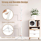 Aliphon Wooden Coat Rack Stand, Freestanding Coat Rack with 8 Hooks, 3 Adjustable Size Coat Tree for Hats, Coats, Scarves bags, Coat Hanger Stand Used in Bedroom/Office/Entryway （White）