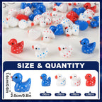 120 Pcs Patriotic Ducks 4th of July Bulk Tiny Resin Duck Red White Blue Miniature Ornaments for Vase Filler Jewelry Making DIY Crafts 250th Party Gifts Decorations (Independence Style)