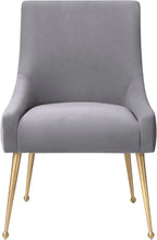 MIXIYA Modern Grey Velvet Dining Chair – Upholstered Side Chair with Brushed Gold Legs, Easy-Clean Accent Chair for Dining Room or Kitchen
