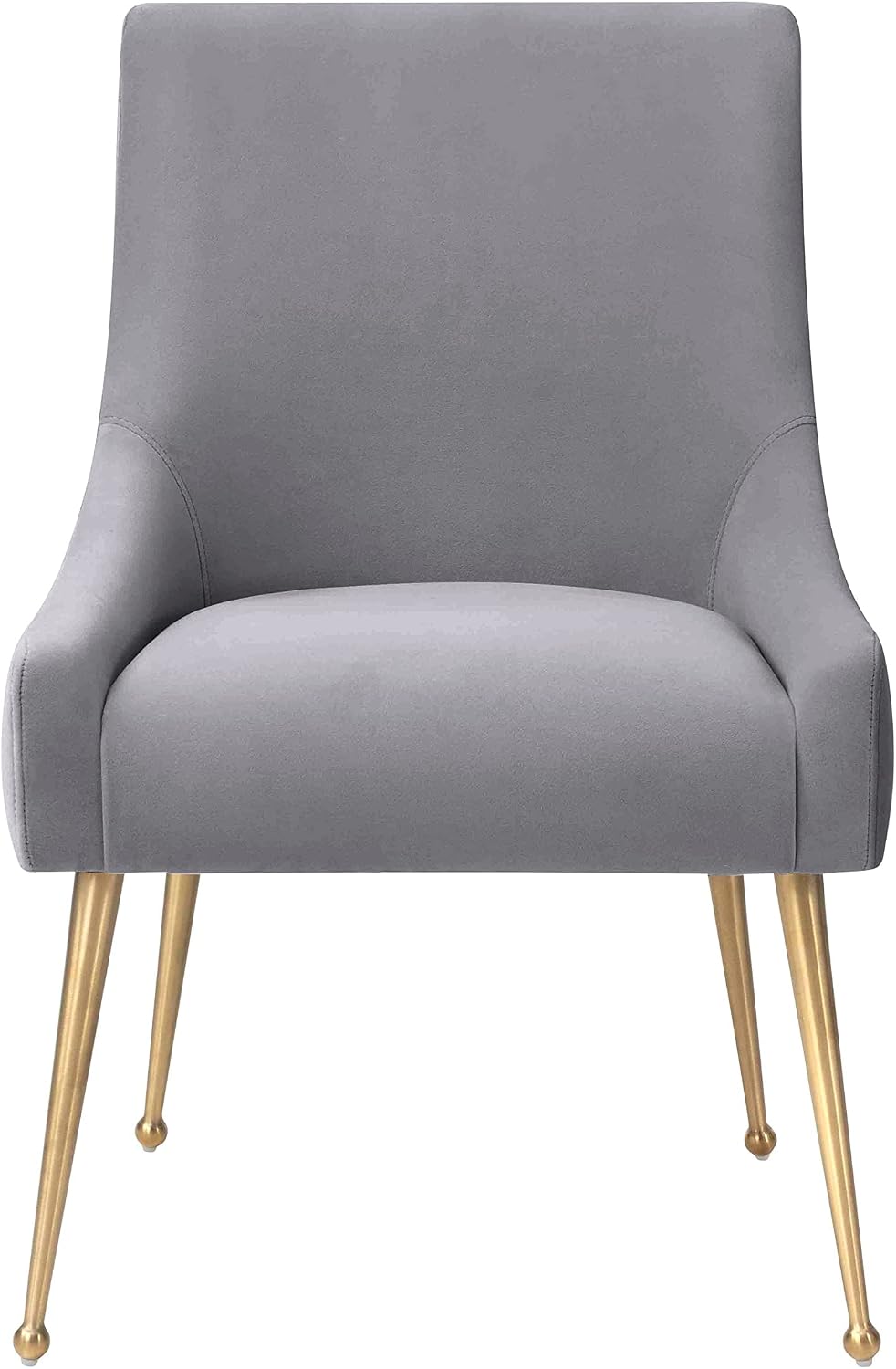MIXIYA Modern Grey Velvet Dining Chair – Upholstered Side Chair with Brushed Gold Legs, Easy-Clean Accent Chair for Dining Room or Kitchen
