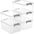 Citylife 17 QT Plastic Storage Bins with Lids Large Stackable Storage Containers for Organizing Clear Storage Box for Garage,Closet,Clear White,5 Packs