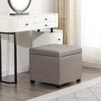 Asense 17 Inch Storage Ottoman Foot Rest,Square Faux Leather Foot Stool,Small Ottoman with Storage,Padded Seat for Entryway,Living Room,Bedroom,Couch,Under Desk,Grey