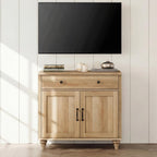 WAMPAT 34’‘ Oak Buffet Cabinet with Doors and Drawer, Wood Kitchen Storage Cabinet Modern Farmhouse Coffee Bar Table Sideboard Credenza for Dining Room
