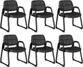Tangkula Waiting Room Guest Chair Set of 6, Upholstered Conference Chair with Armrest & Ergonomic Backrest, Metal Frame Reception Meeting Room Chair, Home Office Office Lobby Executive Chair