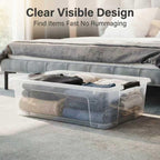 2 Pack Under Bed Storage Bin with Lid,40 Quart Stackable Clear Plastic Container for Clothing, Bedding Items,Under Bed Storage Organizer with Wheels,Transparent Underbed Design