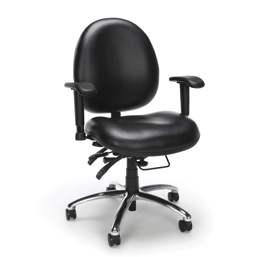 OFM 24/7 Vinyl Office Chair, BIG & TALL 400lb Max Weight, Adjustable Back & Seat Height, With Wheels, Black