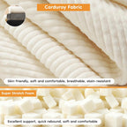 Cloud Large Bean Bag Chair with Ottoman, Corduroy Fabric+35D Memory Foam Big Beanbag Chair for Adults,Lounger Chairs Sofa Boneless Puff Chair for Living Room (Beige) (Beige, Clouds)