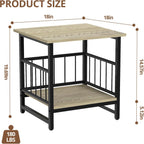 EazeHome 18" Square End Table with Storage Shelf, 2 Tier Rustic Side Table Nightstand for Living Room, Bedroom, Wooden Tabletop with Metal Frame, Gray