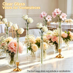 CGBE Glass Bud Vases for Flowers: 6 Pack 7.9" Base Vase for Taper Candle Holders - Skinny Vases for Flowers with Silicon Case Fits Candlesticks Size 20-22mm - Candle Vases for Home Decor & Wedding