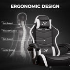 GTPLAYER Gaming Chair for Adults, Big and Tall 300LBS Heavy Duty Office Chair, Ergonomic High Back Lumbar Support and Wide Comfy Cushion with Linkage Armrests for Home Office, White