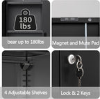 Wanfu Metal Storage Cabinet, 87" H x 32" W x 16" D Locking Storage Cabinets with 4 Adjustable Shelves and Top Cabinet for Office, Garage, Home-Black