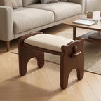 Composite Footstool Dog Shaped Stool Ottoman Bench Seat Low Stool Footrest with Sturdy Rubberwood Base Padded and Rounded Edges Suitable for Apartments dorms Small, Walnut