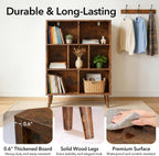 DUMOS Bookshelf, 7 Cube Storage Organizer with Legs, 3-Tier Modern Wooden Bookcase, Open Standing Display Shelf for Living Room, Bedroom, Office, Rustic Brown