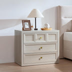 Night Stand Large W/Charging Station, 30.7" W Oversized Nightstands Tall Bedside Table with 3 Drawers, Accent End Table W/Large Storage, Modern Wood End Table for Bedroom, Office