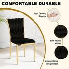 51'' Glass Dining Table Set for 4, Modern Rectangular Dining Room Table with Gold Metal Legs & 4 Upholstered Velvet Dining Chairs, Space-Saving Kitchen Table Set for Small Spaces, Apartment(Black)