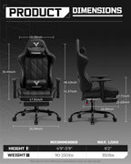 GTPLAYER Gaming Chair, Big and Tall Video Game Chair with High Back PU Leather, Home Office Ergonomic Computer Chair with Footrest, Adjustable Height, 360° Swivel Wheels for Adults and Teens