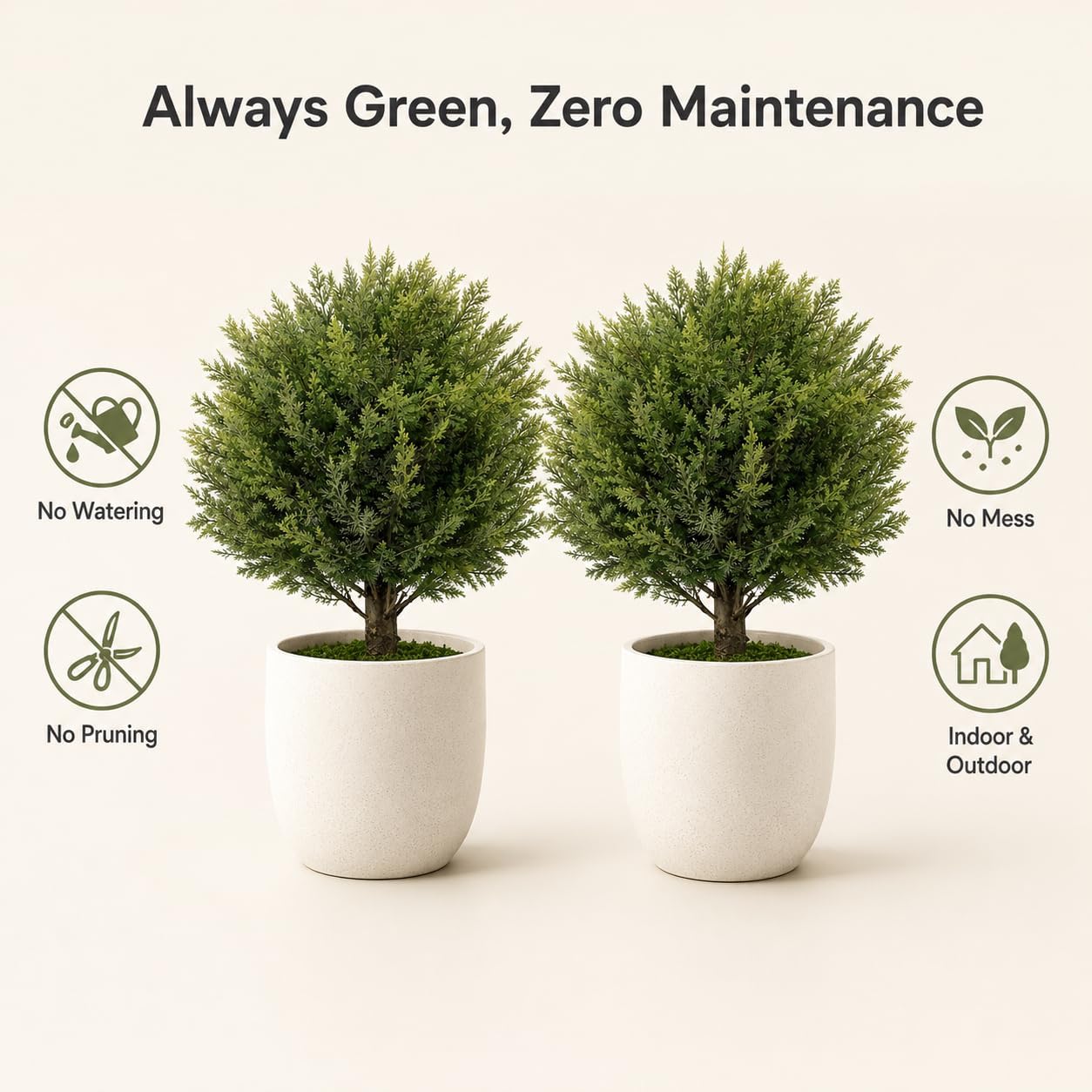 Artificial Outdoor Plants Topiary Cedar Trees 2 Pack Faux Trees Potted Bushes Shrubs UV Resistant - Realistic Artificial Plants Outdoor Dense Greenery Ball Tree for Front Porch Patio Garden