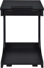 Coaster Home Furnishings - Ralston - Wood - C-Shaped Lift-Top Side Table with Sculpted Frame, Lower Open Shelf, and Black Casters - Living Room - 25.5-Inch - Black Finish - 930290