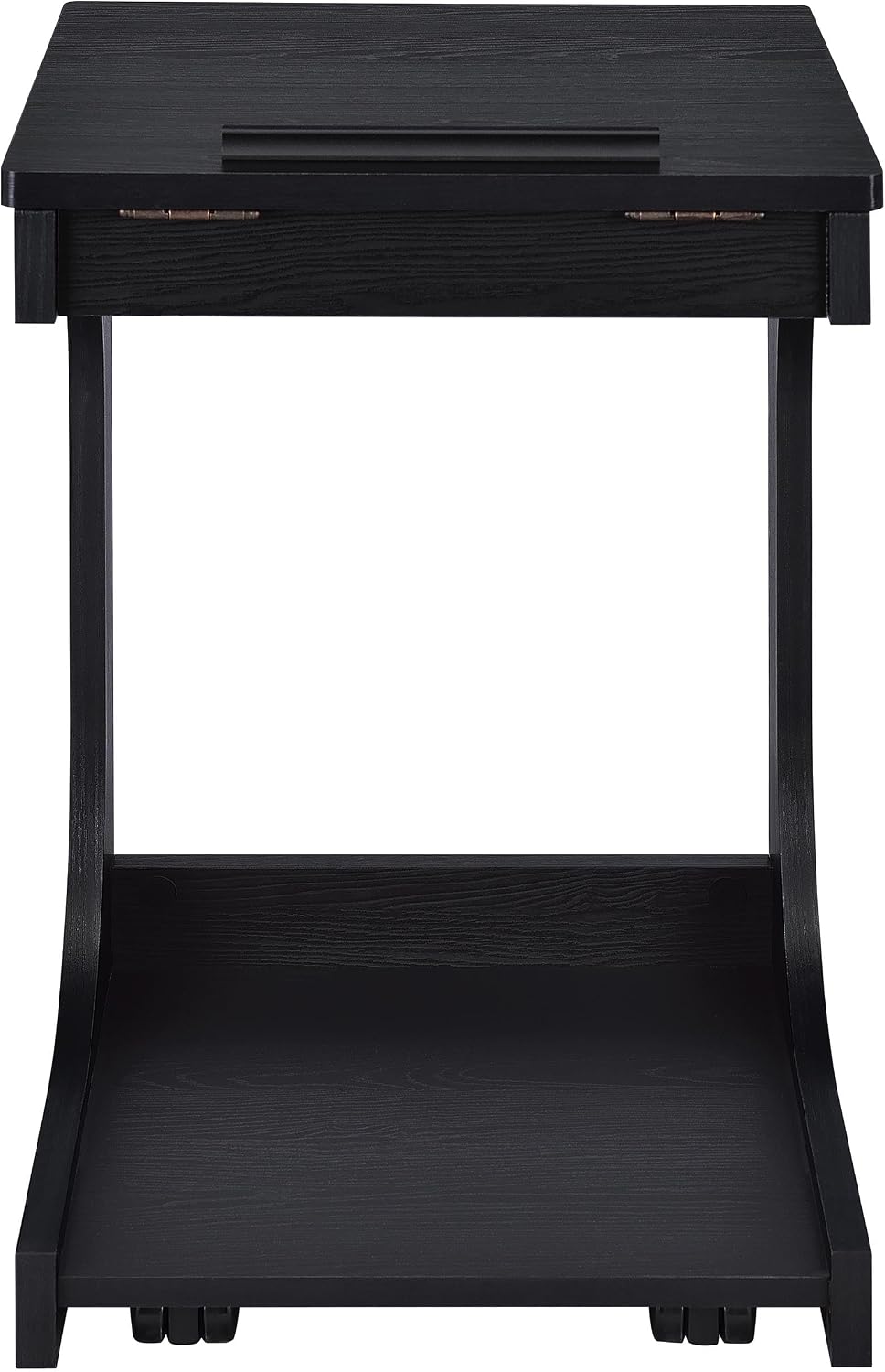 Coaster Home Furnishings - Ralston - Wood - C-Shaped Lift-Top Side Table with Sculpted Frame, Lower Open Shelf, and Black Casters - Living Room - 25.5-Inch - Black Finish - 930290
