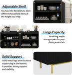 MUUEGM Buffet Cabinet with Storage, 58" Fluted Sideboard Kitchen Storage Cabinets with Shelves and 4 Doors, Modern Wood buffets & Sideboards for Dinging Room, Living Room, Black Storage Cabinet