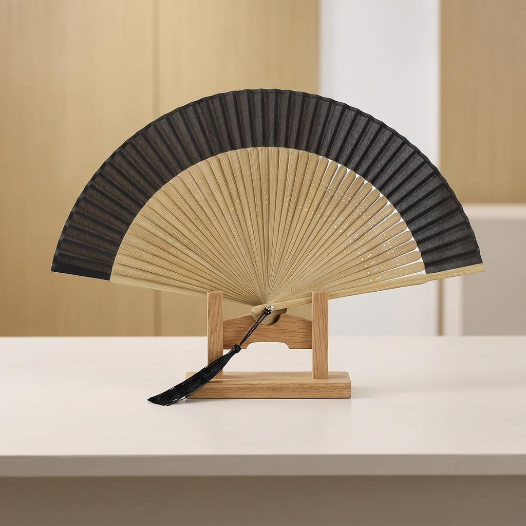 DOITOOL Vintage Style Folding Handheld Fan with Bag Classical Chinese Dance Fan for Performance Travel and Party 15.74 X 8.66 Inch