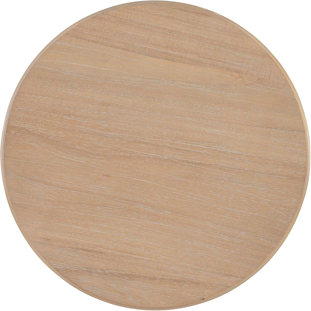 Powell Tarkin Round Natural Wood Turned Spindle Pedestal Side Accent Table