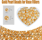 140pcs Gold Pearl Beads for Vase Filler Makeup Brushes Holder Assorted Round Faux Pearl Beads for Home Wedding Decor 10/14mm