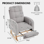 Nursing Rocking Chair, Nursery Glider with Footrest (Grey Retro) | Corduroy Upholstered Accent Rocking Armchair with High Back & Side Pockets for Living Room Bedroom Office Nursery