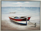 Deco 79 Canvas Sail Boat Framed Wall Art with Silver Frame, 47" x 2" x 36", Multi Colored