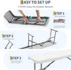 Garvee 6FT Folding Bench, Plastic Portable Folding Bench Seat with Carry Handle & Lock for in/Outdoor Activities, Picnic, Soccer, Caming Dining Seat, White